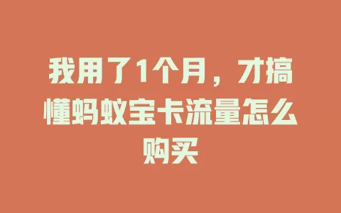 我用了1个月，才搞懂蚂蚁宝卡流量怎么购买