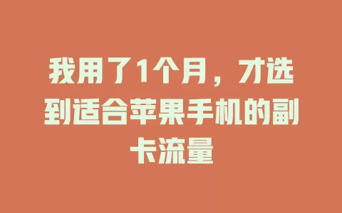 我用了1个月，才选到适合苹果手机的副卡流量
