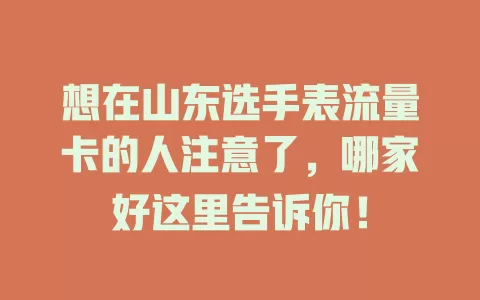 想在山东选手表流量卡的人注意了，哪家好这里告诉你！