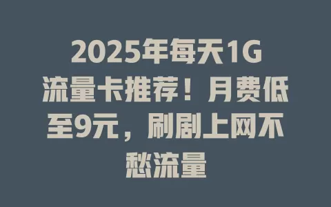 2025年每天1G流量卡推荐！月费低至9元，刷剧上网不愁流量