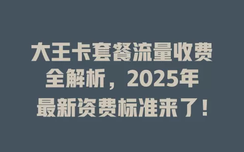 大王卡套餐流量收费全解析，2025年最新资费标准来了！