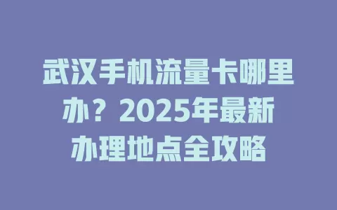 武汉手机流量卡哪里办?2025年最新办理地点全攻略