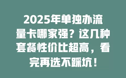 2025年单独办流量卡哪家强？这几种套餐性价比超高，看完再选不踩坑！
