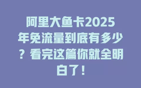阿里大鱼卡2025年免流量到底有多少？看完这篇你就全明白了！