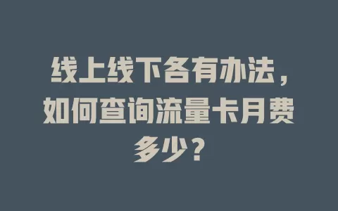 线上线下各有办法，如何查询流量卡月费多少？