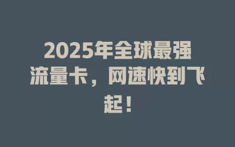 2025年全球最强流量卡，网速快到飞起！