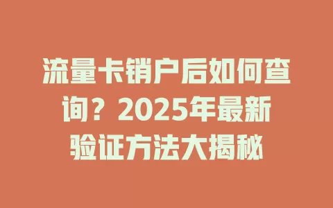 流量卡销户后如何查询？2025年最新验证方法大揭秘