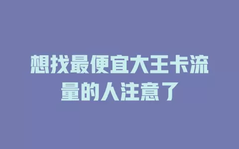 想找最便宜大王卡流量的人注意了
