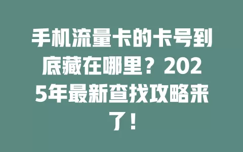 手机流量卡的卡号到底藏在哪里？2025年最新查找攻略来了！