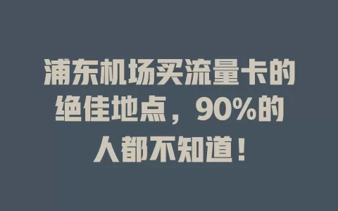 浦东机场买流量卡的绝佳地点，90%的人都不知道！
