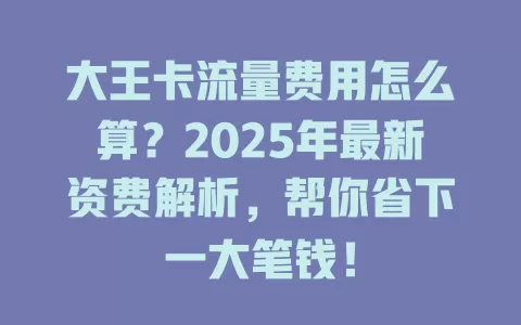 大王卡流量费用怎么算？2025年最新资费解析，帮你省下一大笔钱！