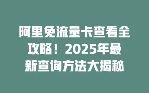 阿里免流量卡查看全攻略！2025年最新查询方法大揭秘