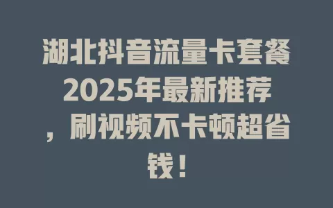 湖北抖音流量卡套餐2025年最新推荐，刷视频不卡顿超省钱！