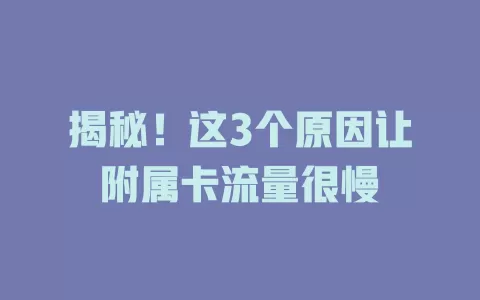 揭秘！这3个原因让附属卡流量很慢