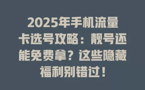 2025年手机流量卡选号攻略：靓号还能免费拿？这些隐藏福利别错过！
