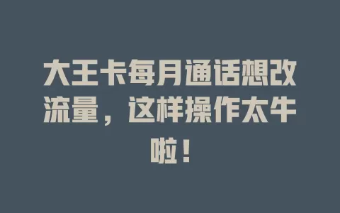 大王卡每月通话想改流量，这样操作太牛啦！