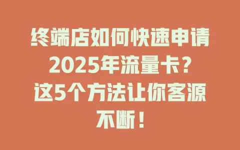 终端店如何快速申请2025年流量卡？这5个方法让你客源不断！