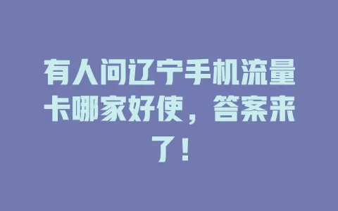 有人问辽宁手机流量卡哪家好使，答案来了！