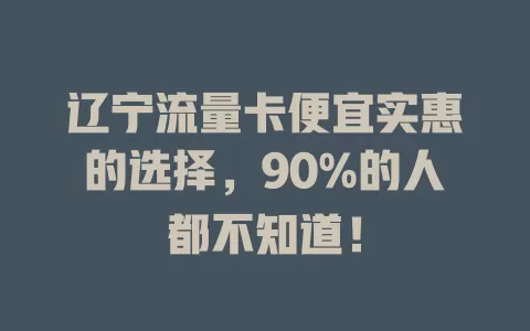 辽宁流量卡便宜实惠的选择，90%的人都不知道！