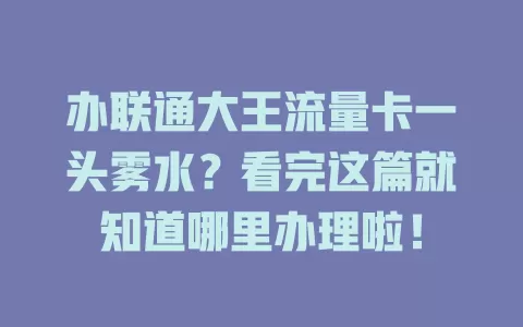 办联通大王流量卡一头雾水？看完这篇就知道哪里办理啦！