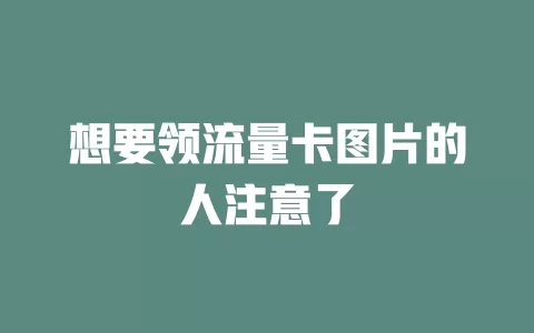 想要领流量卡图片的人注意了