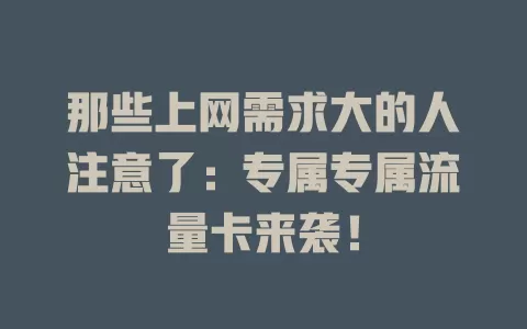 那些上网需求大的人注意了：专属专属流量卡来袭！