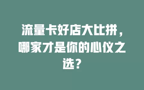 流量卡好店大比拼，哪家才是你的心仪之选？