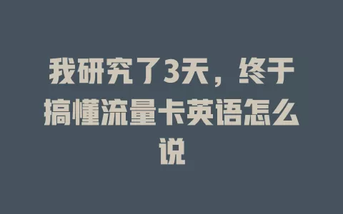 我研究了3天，终于搞懂流量卡英语怎么说