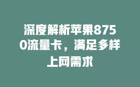 深度解析苹果8750流量卡，满足多样上网需求