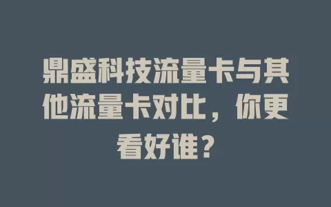 鼎盛科技流量卡与其他流量卡对比，你更看好谁？
