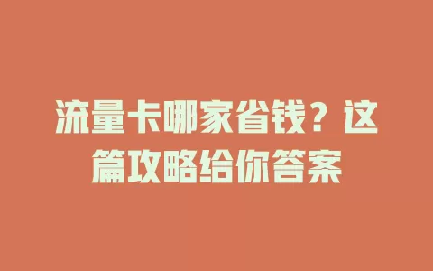 流量卡哪家省钱？这篇攻略给你答案
