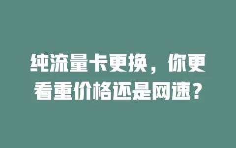 纯流量卡更换，你更看重价格还是网速？