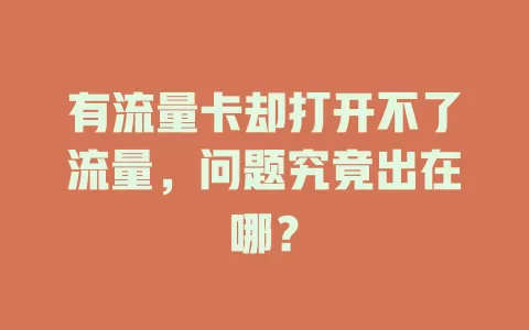有流量卡却打开不了流量,问题究竟出在哪?