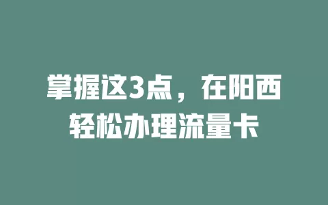 掌握这3点，在阳西轻松办理流量卡