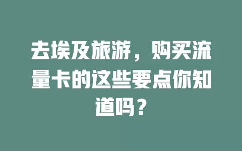 去埃及旅游，购买流量卡的这些要点你知道吗？