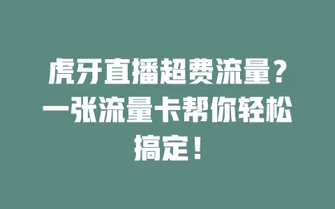 虎牙直播超费流量？一张流量卡帮你轻松搞定！