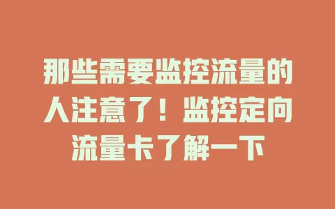 那些需要监控流量的人注意了！监控定向流量卡了解一下