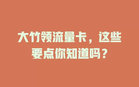 大竹领流量卡，这些要点你知道吗？
