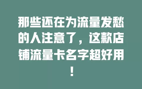 那些还在为流量发愁的人注意了，这款店铺流量卡名字超好用！