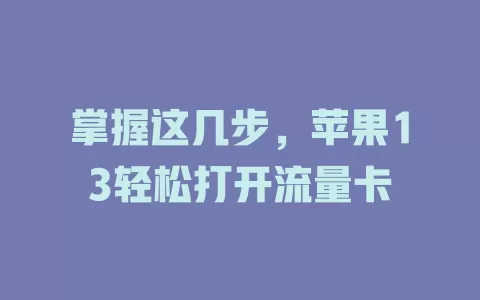 掌握这几步，苹果13轻松打开流量卡