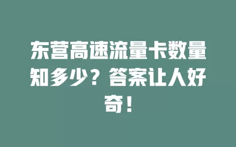 东营高速流量卡数量知多少？答案让人好奇！