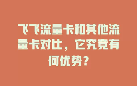 飞飞流量卡和其他流量卡对比，它究竟有何优势？