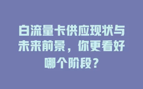 白流量卡供应现状与未来前景，你更看好哪个阶段？