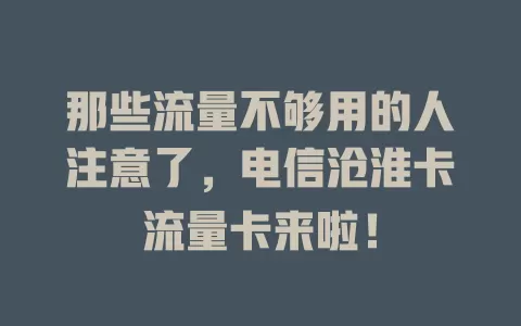 那些流量不够用的人注意了，电信沧淮卡流量卡来啦！
