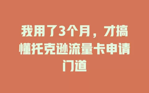 我用了3个月，才搞懂托克逊流量卡申请门道