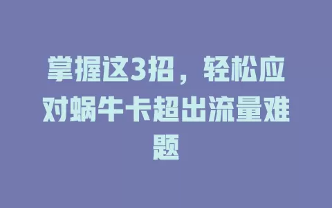掌握这3招，轻松应对蜗牛卡超出流量难题