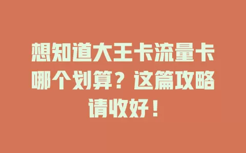 想知道大王卡流量卡哪个划算？这篇攻略请收好！