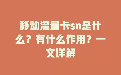 移动流量卡sn是什么？有什么作用？一文详解