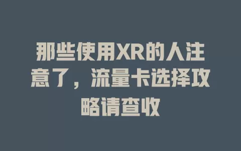 那些使用XR的人注意了,流量卡选择攻略请查收