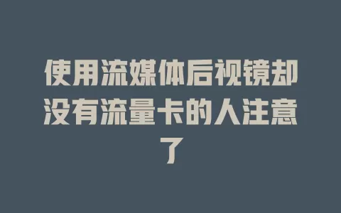 使用流媒体后视镜却没有流量卡的人注意了
